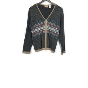 Vintage Lizwear Fair Isle Cardigan Sweater Size L